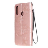 Samsung Galaxy A20s Leather Wallet Case Butterfly - Pink