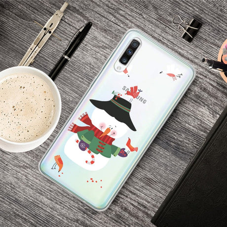 Samsung Galaxy A30s/A50 Flexible Plastic Christmas Case - Snowman w. Birds