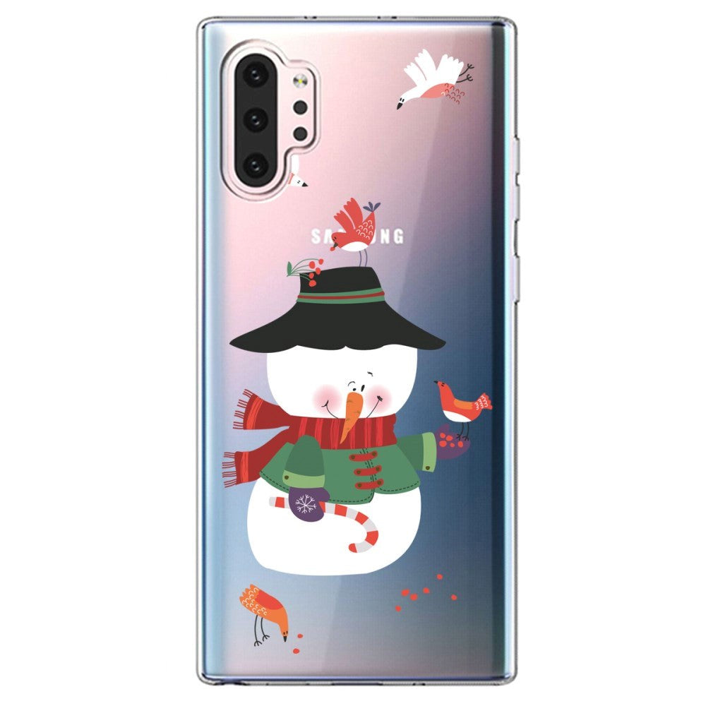 Samsung Galaxy Note 10+ (Plus) Flexible Plastic Christmas Case - Snowman w. Birds