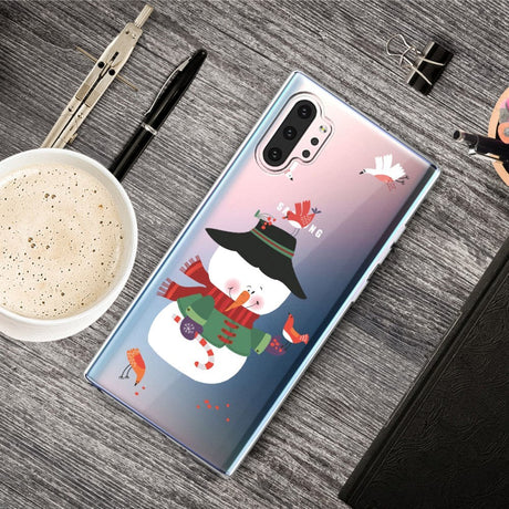 Samsung Galaxy Note 10+ (Plus) Flexible Plastic Christmas Case - Snowman w. Birds