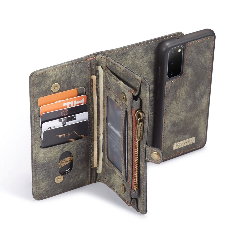 CASEME Samsung Galaxy S20 2-in-1 Retro Leather Wallet Case Grey