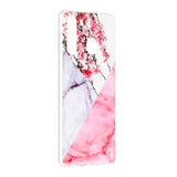Samsung Galaxy A21 Flexible Plastic Case w. Marble Print - Pink Marble / Flowers