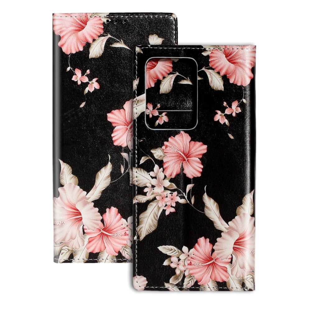 Samsung Galaxy S20 Pink Flowers Wallet Case - Black / Pink