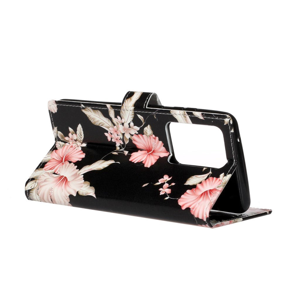 Samsung Galaxy S20 Pink Flowers Wallet Case - Black / Pink