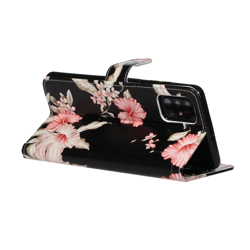 Samsung Galaxy A51 Pink Flowers Wallet Case - Black / Pink