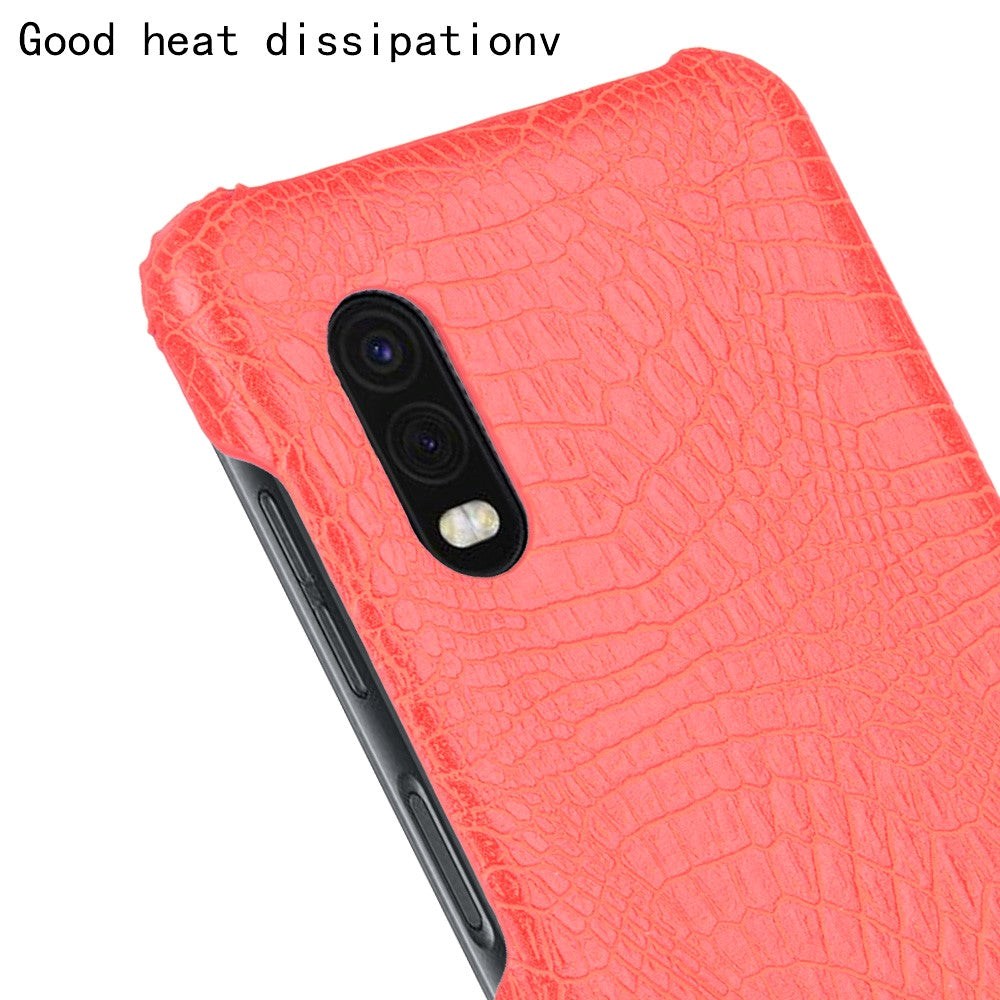 Samsung Galaxy XCover Pro - Leather Case - Red Crocodile Texture