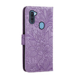 Samsung Galaxy M11 Floral Lace Leather Flip Case - Purple