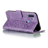 Samsung Galaxy M11 Floral Lace Leather Flip Case - Purple