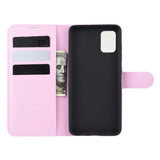 Samsung Galaxy A51 (5G) Litchi Leather Flip Case w. Wallet - Light Pink