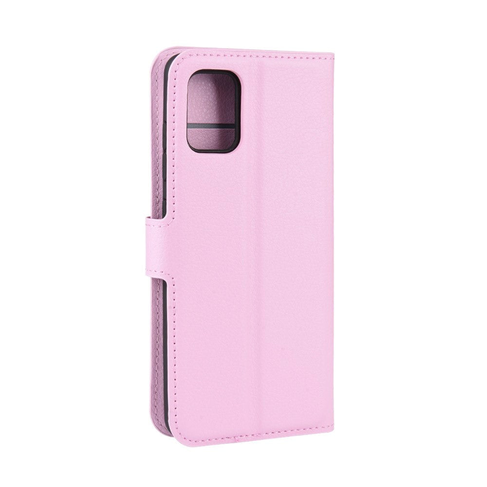 Samsung Galaxy A51 (5G) Litchi Leather Flip Case w. Wallet - Light Pink