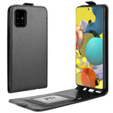 Samsung Galaxy A51 5G Vertical Flip Leather Case w. Card Holder - Black