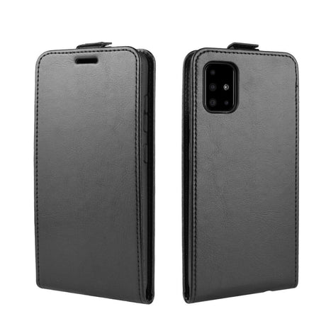 Samsung Galaxy A51 5G Vertical Flip Leather Case w. Card Holder - Black