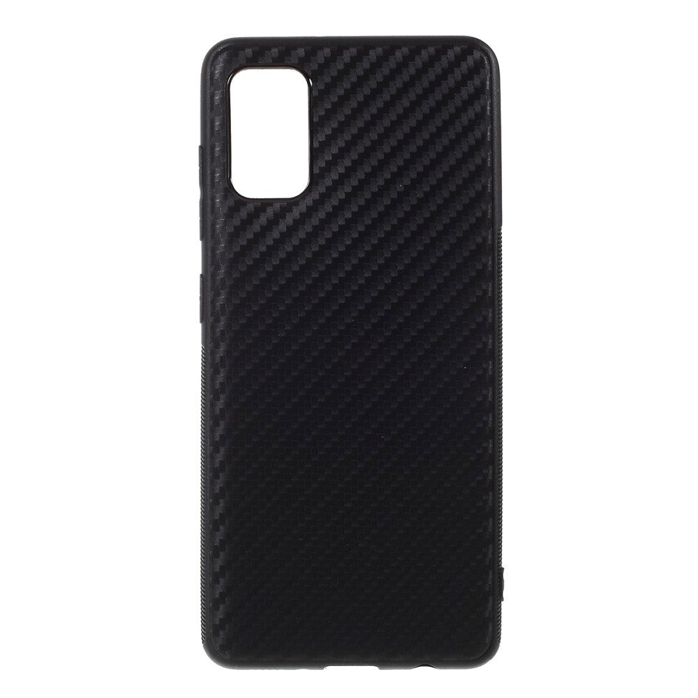 Samsung Galaxy A41 Carbon Fiber Flexible Plastic Case - Black