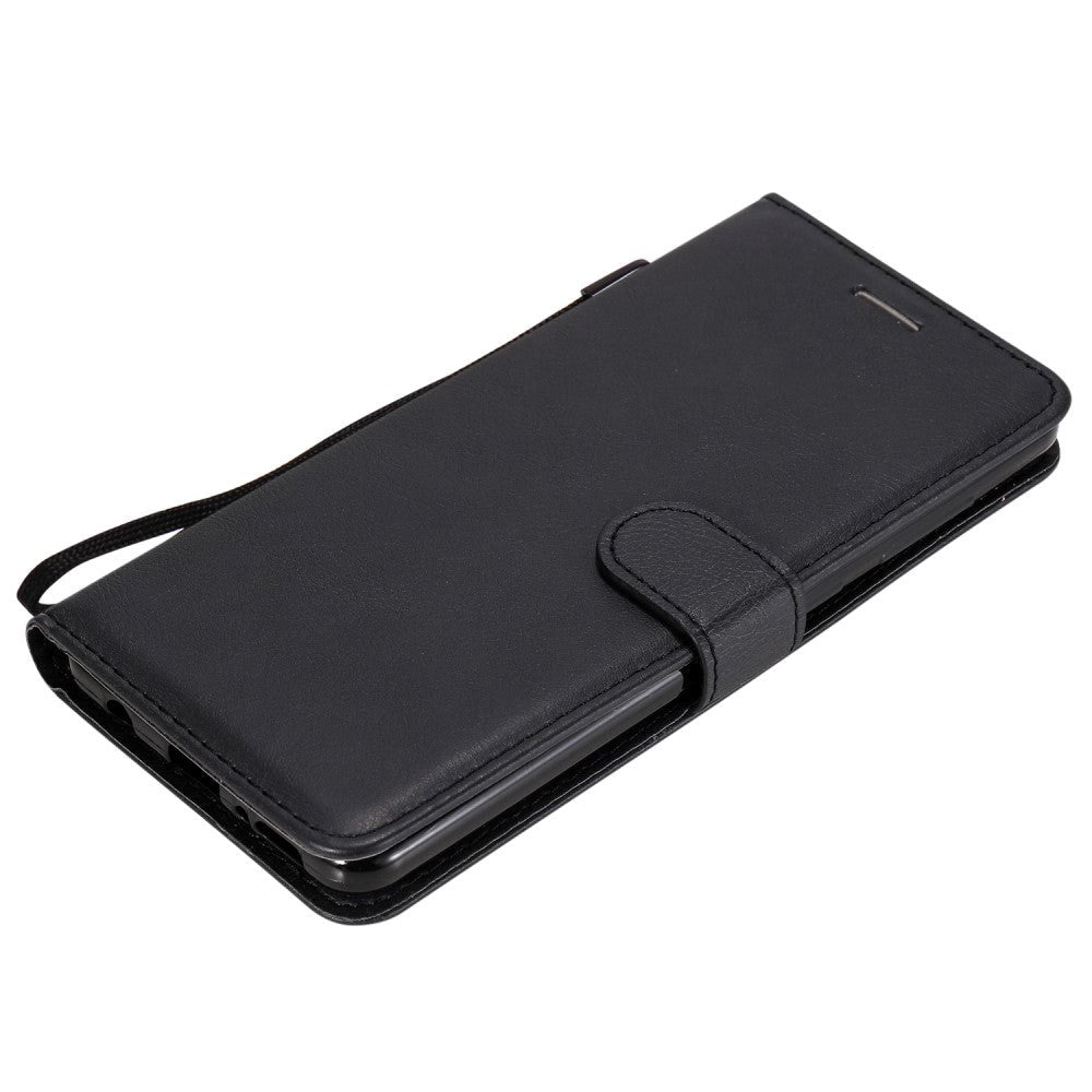 Samsung Galaxy A21s Leather Flip Case with Wallet and Strap - Black