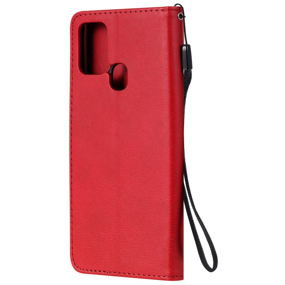 Samsung Galaxy A21s Leather Flip Case with Wallet and Strap - Red