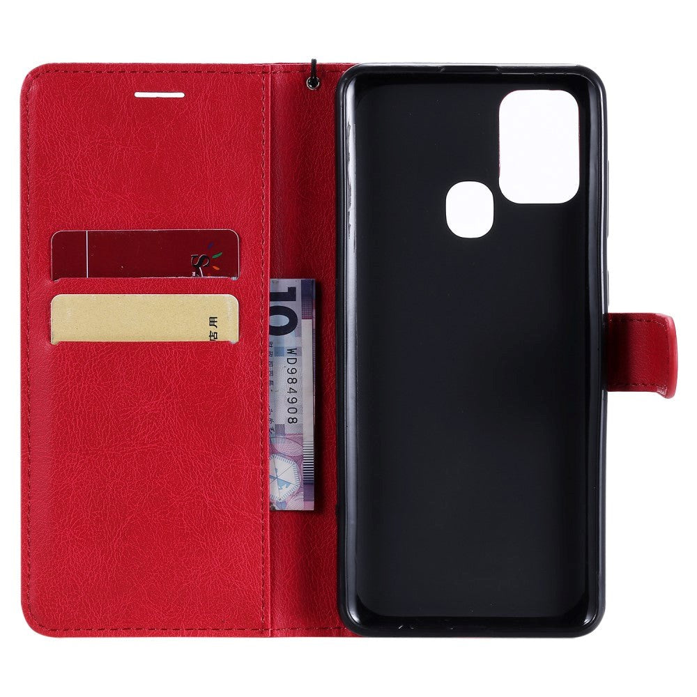 Samsung Galaxy A21s Leather Flip Case with Wallet and Strap - Red