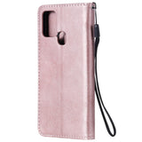 Samsung Galaxy A21s Leather Flip Case with Wallet and Strap - Rose Gold