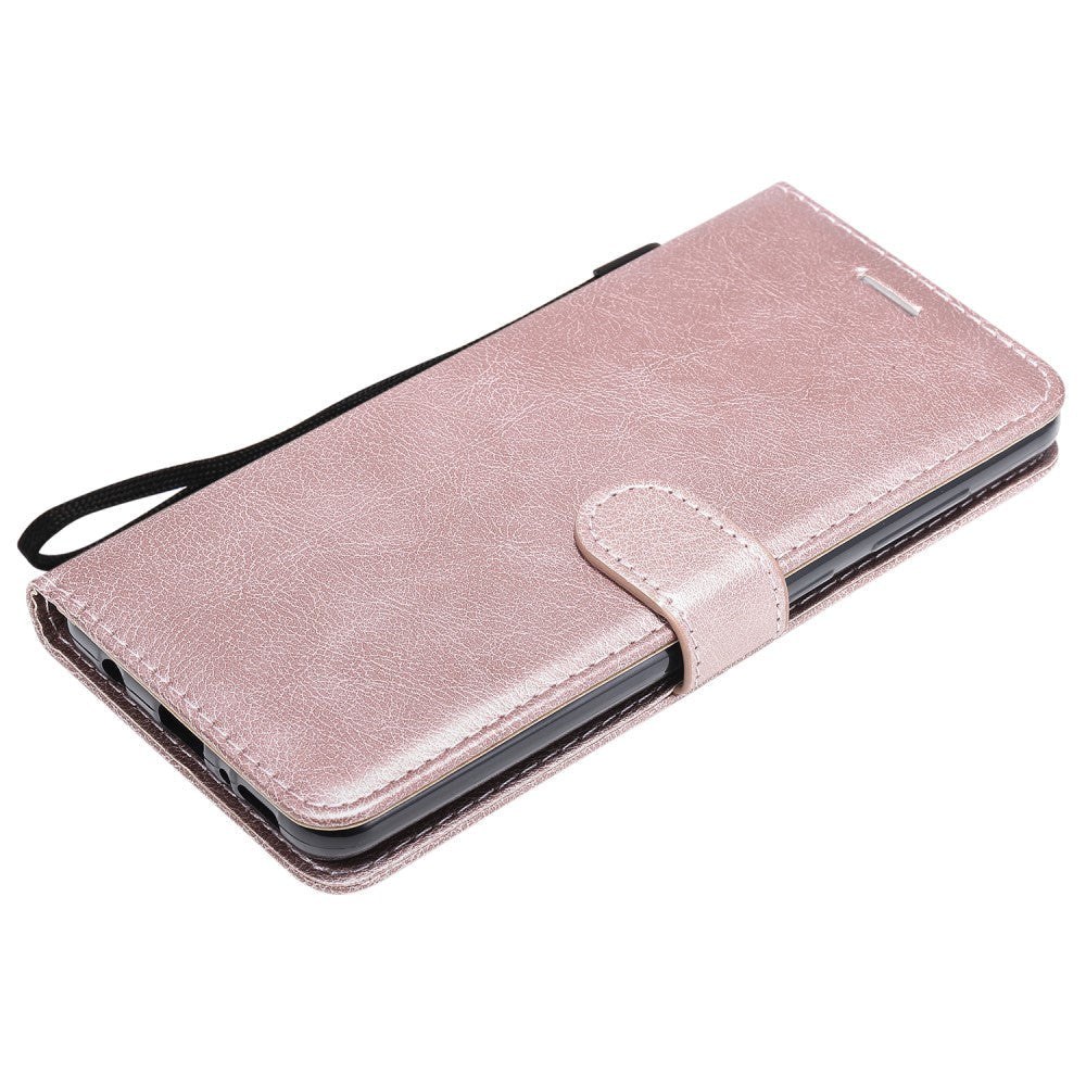 Samsung Galaxy A21s Leather Flip Case with Wallet and Strap - Rose Gold