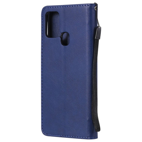 Samsung Galaxy A21s Leather Flip Case with Wallet and Strap - Blue