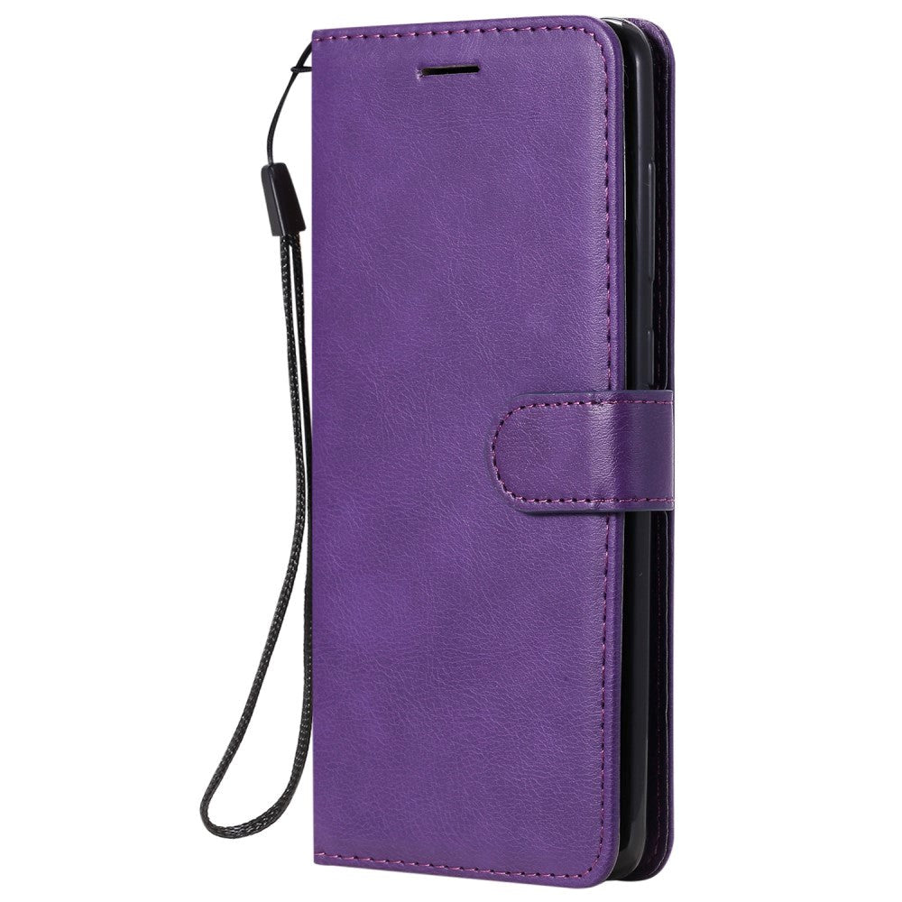 Samsung Galaxy A21s Leather Flip Case with Wallet and Strap - Purple