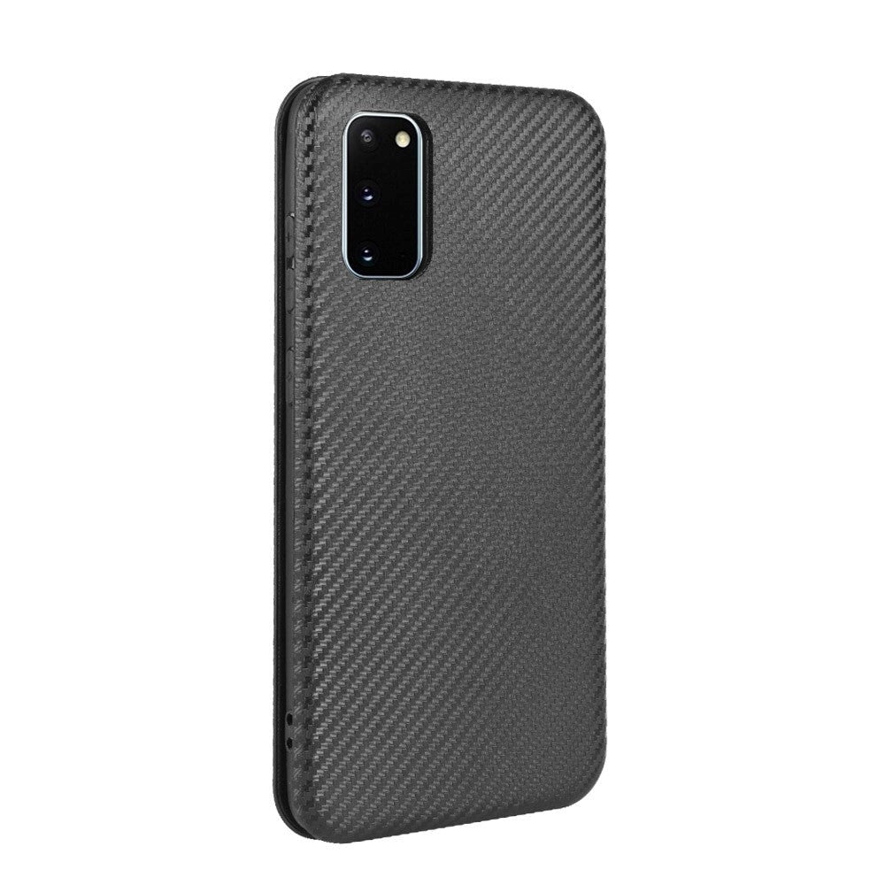 Samsung Galaxy S20 FE / FE (5G) Carbon Texture Wallet Case & Kickstand - Black