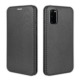 Samsung Galaxy S20 FE / FE (5G) Carbon Texture Wallet Case & Kickstand - Black