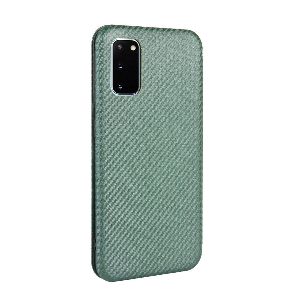 Samsung Galaxy S20 FE / FE (5G) Carbon Texture Wallet Case & Kickstand - Green