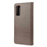 Samsung Galaxy S20 FE / S20 FE (5G) Leather Wallet Case - Flowers Imprint - Grey