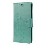 Samsung Galaxy S20 FE / S20 FE (5G) Leather Wallet Case - Flowers Imprint - Green