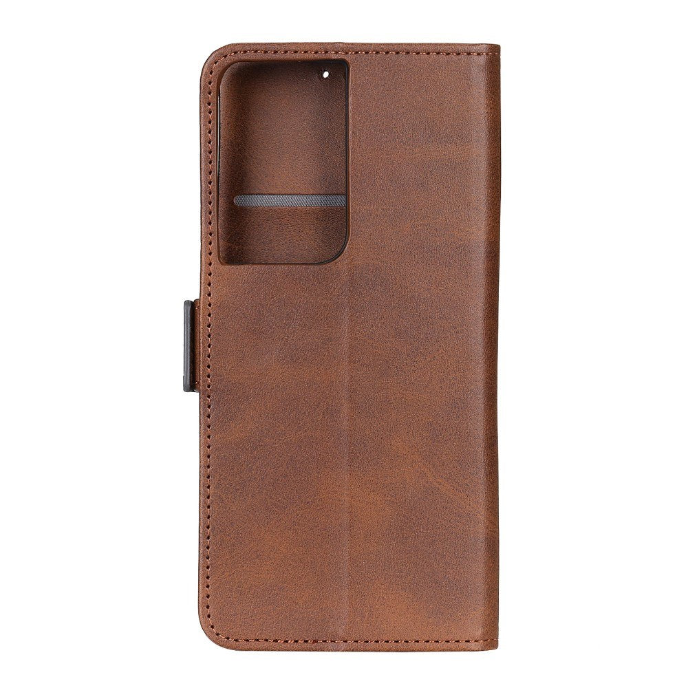 EIDERWOOD Samsung Galaxy S21 Ultra Faux Leather Flip Case with Wallet and Stand Function - Brown