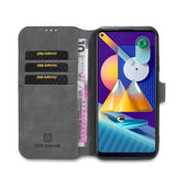 Samsung Galaxy M11 DG.MING Retro Leather Wallet Case - Grey