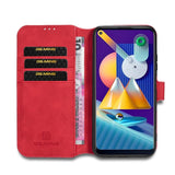 Samsung Galaxy M11 DG.MING Retro Leather Wallet Case - Red