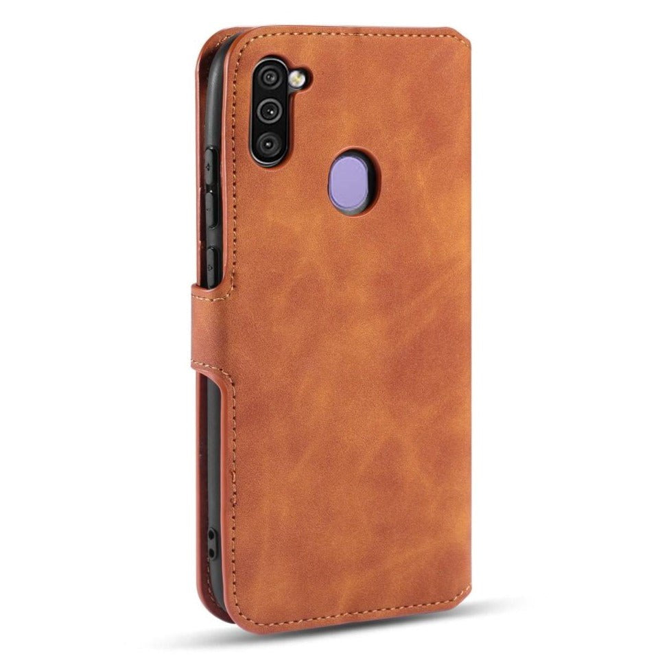 Samsung Galaxy M11 DG.MING Retro Leather Wallet Case - Brown