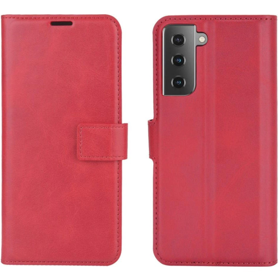 Samsung Galaxy S21 Leather Wallet Case - Red