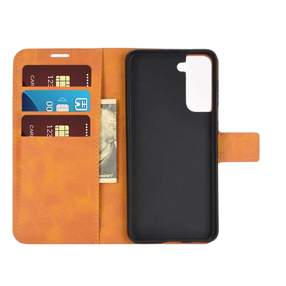 Samsung Galaxy S21 Leather Wallet Case - Latte Brown