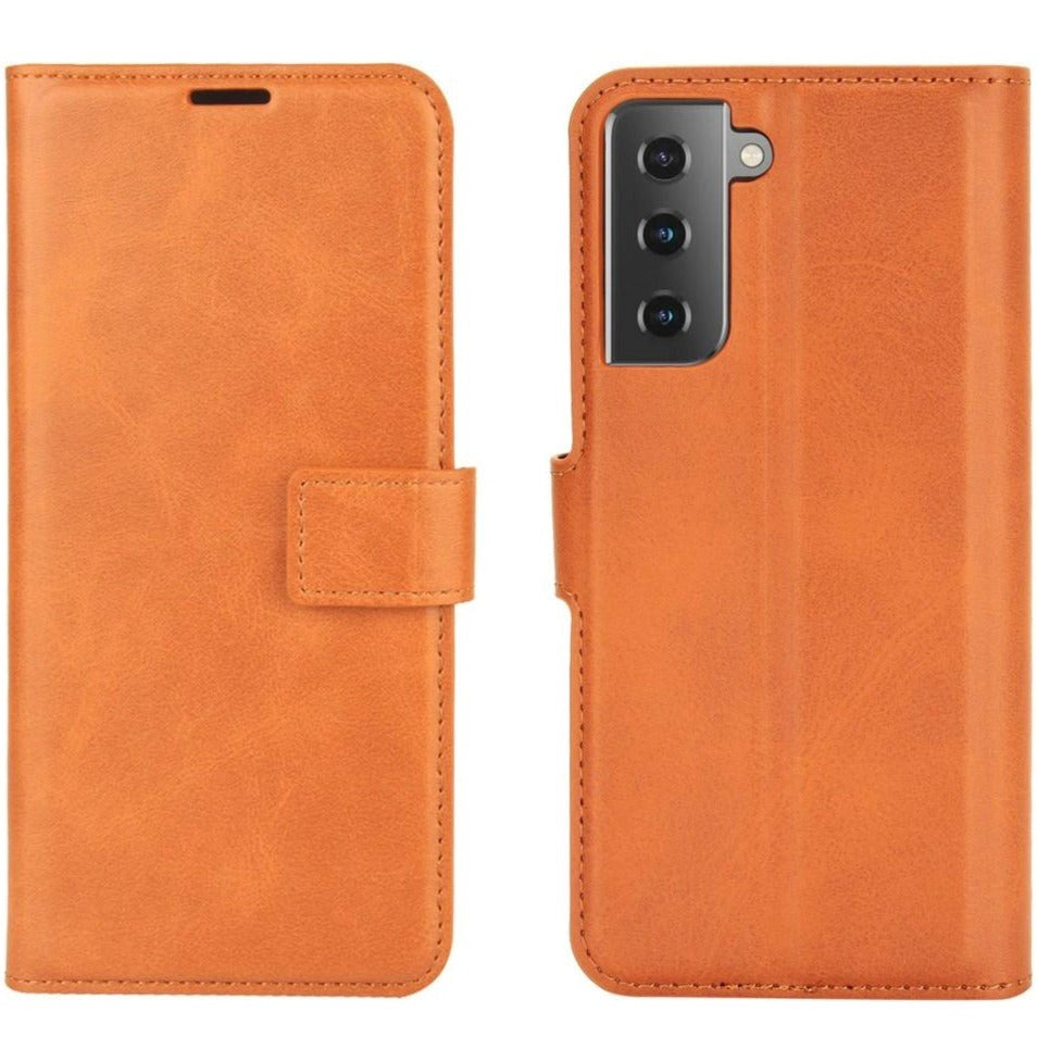 Samsung Galaxy S21 Leather Wallet Case - Latte Brown