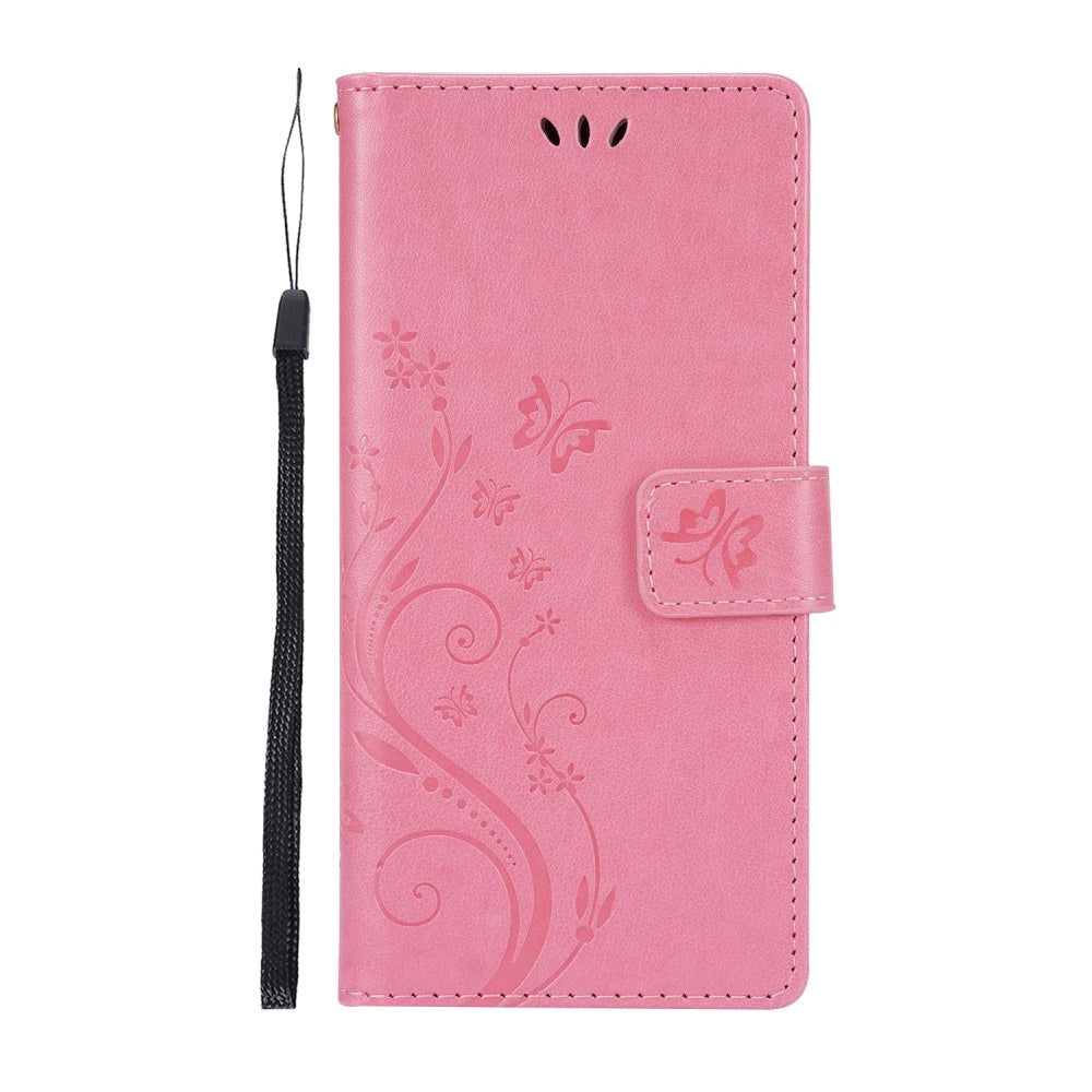 Samsung Galaxy S21+ (Plus) Leather Wallet Case - Flowers Imprint - Pink