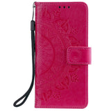 Samsung Galaxy S21+ (Plus) Leather Wallet Case - Mandala Imprint - Rose