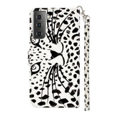 Samsung Galaxy S21+ (Plus) Shiny Leather Wallet Case - White Tiger