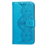 Samsung Galaxy S21+ (Plus) Leather Wallet Case - Flower Vine Imprint - Blue