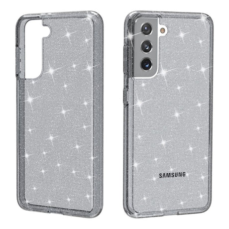 Samsung Galaxy S21 Hybrid Glitter Case Transparent - Black