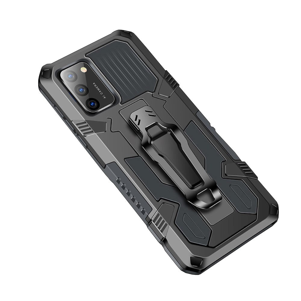 Samsung Galaxy A02s Hybrid Tough Case w. Clip - Black / Light Grey