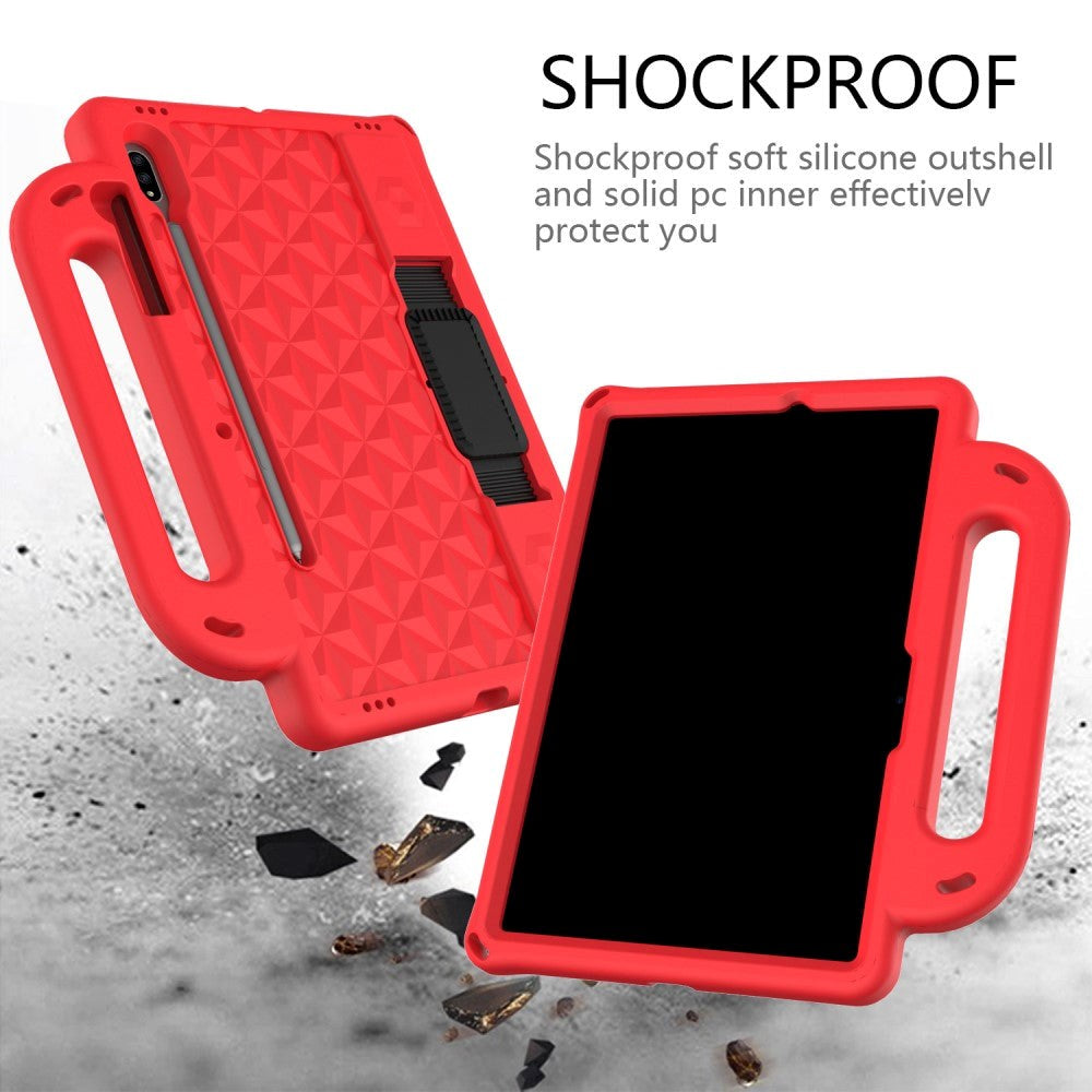 Samsung Galaxy Tab S7 Tough Case w. Pencil Holder, Strap & Shoulder Strap - Red