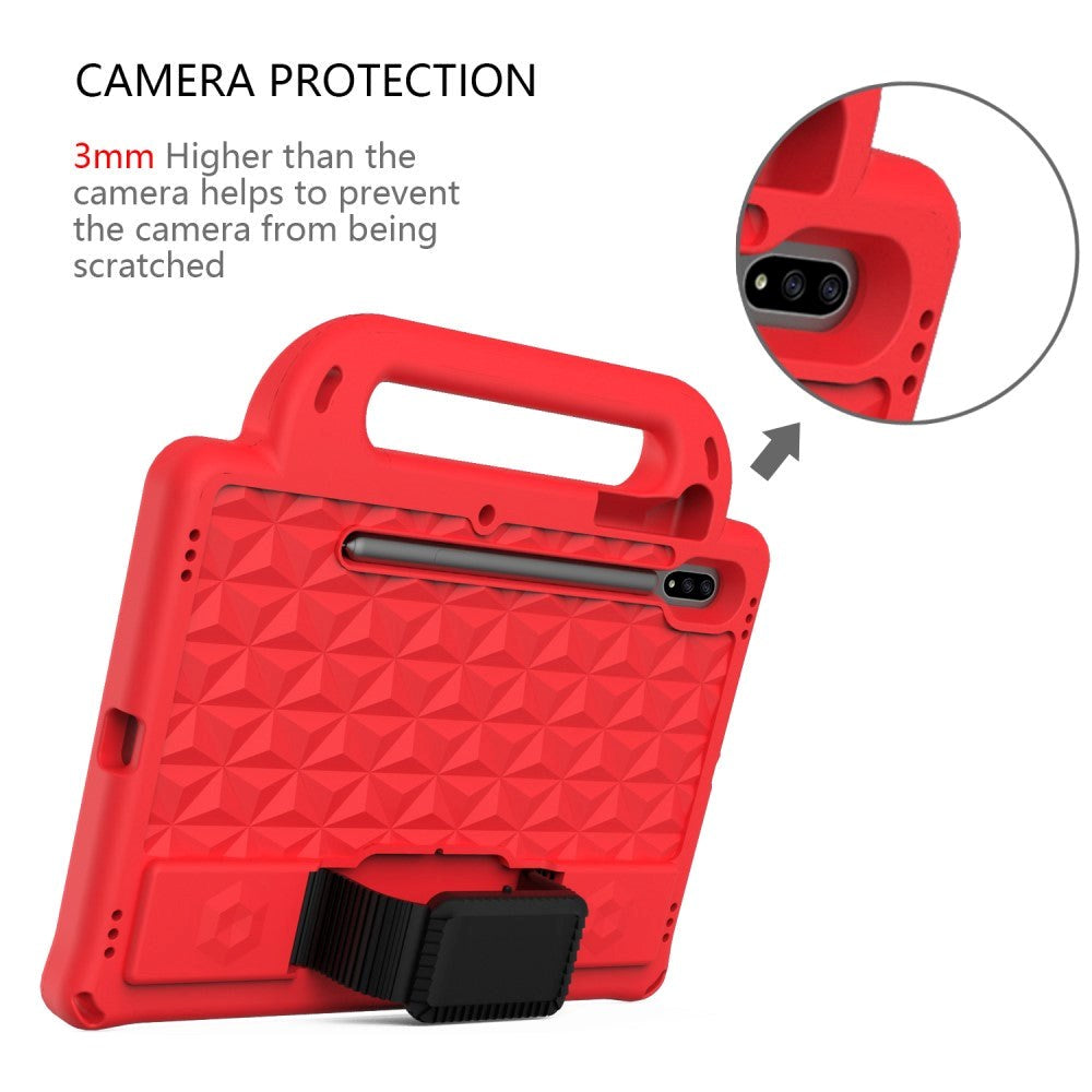 Samsung Galaxy Tab S7 Tough Case w. Pencil Holder, Strap & Shoulder Strap - Red