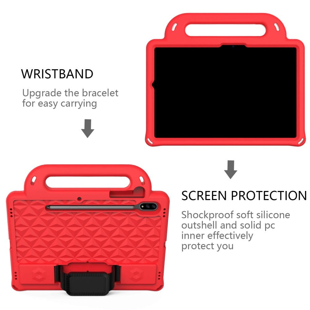 Samsung Galaxy Tab S7 Tough Case w. Pencil Holder, Strap & Shoulder Strap - Red