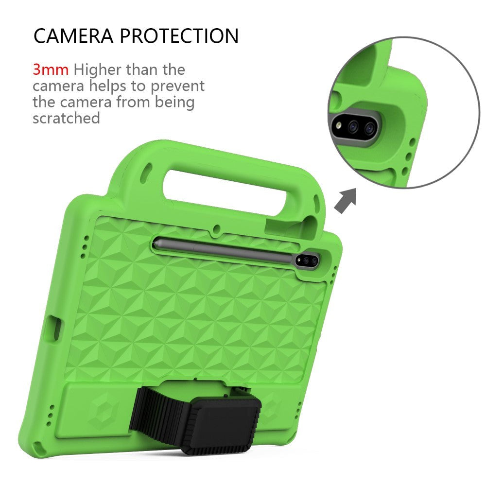 Samsung Galaxy Tab S7 Tough Case w. Pencil Holder, Strap & Shoulder Strap - Green