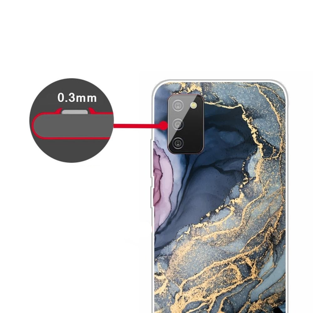 Samsung Galaxy A02s Flexible Plastic Case - Flowing Ink Gold Print