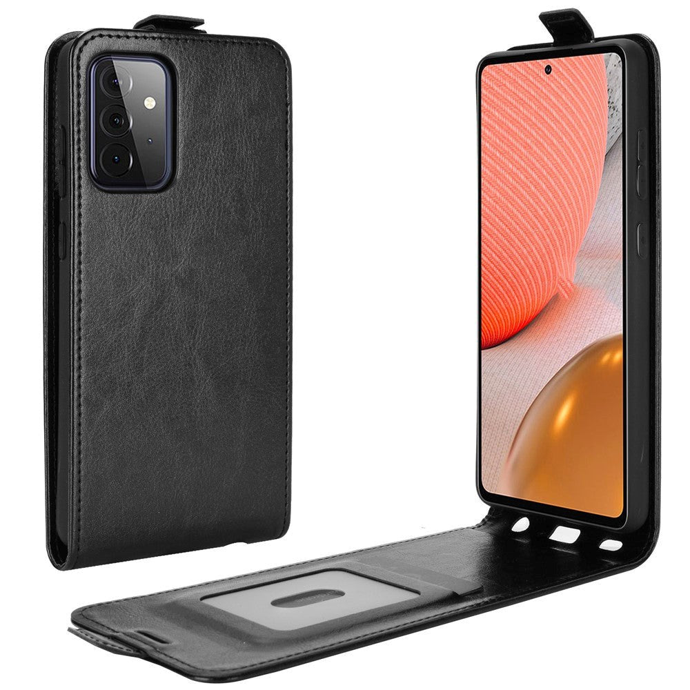 Samsung Galaxy A72 (4G / 5G) Vertical Flip Leather Case w. Card Holder - Black