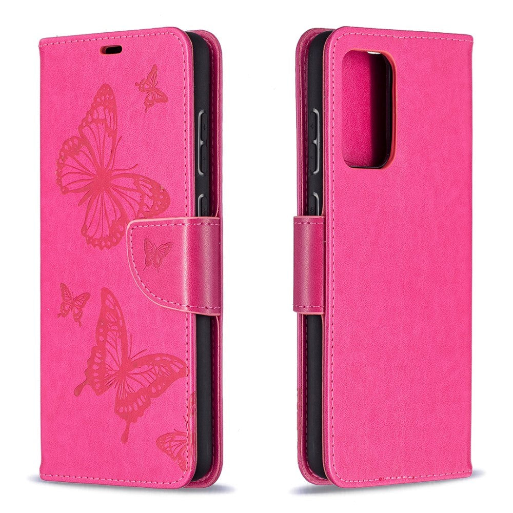 Samsung Galaxy A72 (4G / 5G) Leather Wallet Case - Butterflies Imprint - Pink