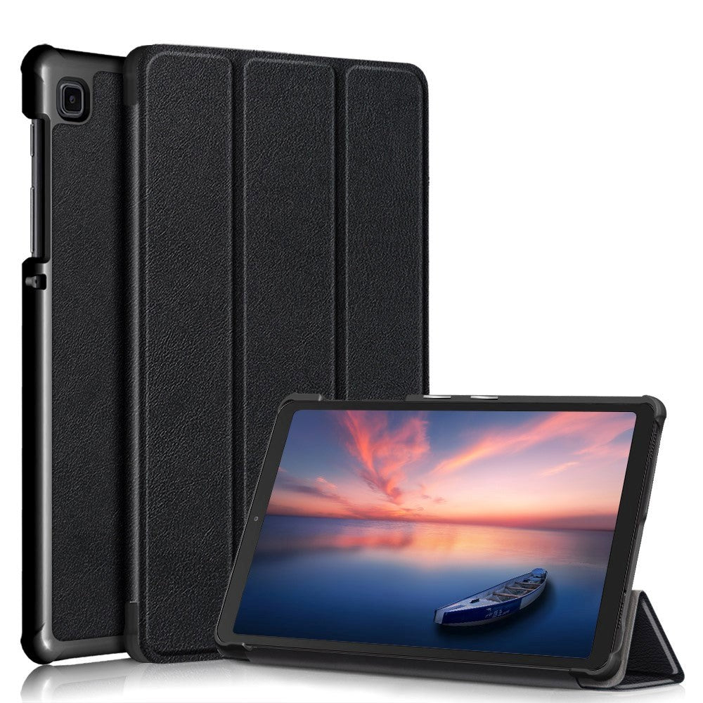 Samsung Galaxy Tab A7 Lite Tri-Fold Leather Case - Black